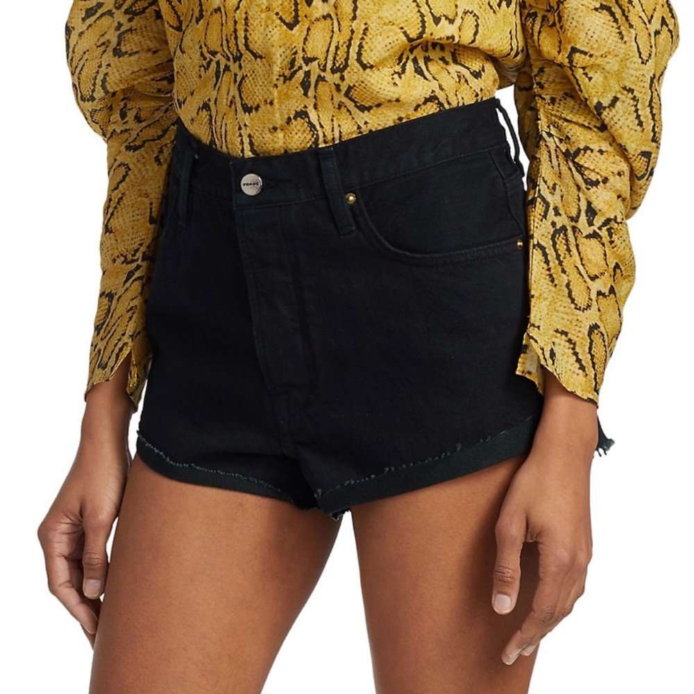 NWT Frame Denim Front Cuff Shorts in Black 26